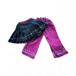 Children's Place 24 months, embroidered pleated skirt and corduroy pants
